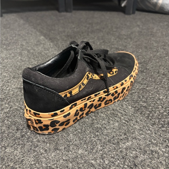 Vans Black and Leopard Print Women's Shoes - Picture 3 of 3